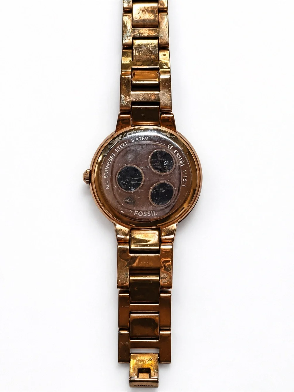 Fossil Virginia ES3284 Rose Gold Tone Crystal Watch Needs Battery